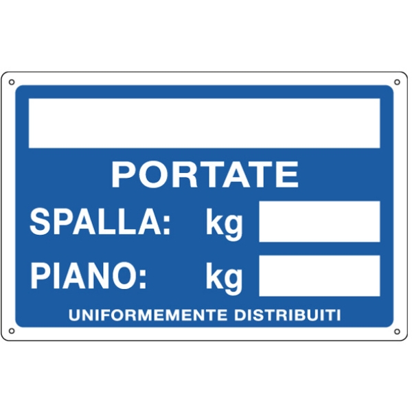Cartello alluminio 30x20cm 'portate: spalla / piano' - Z12179