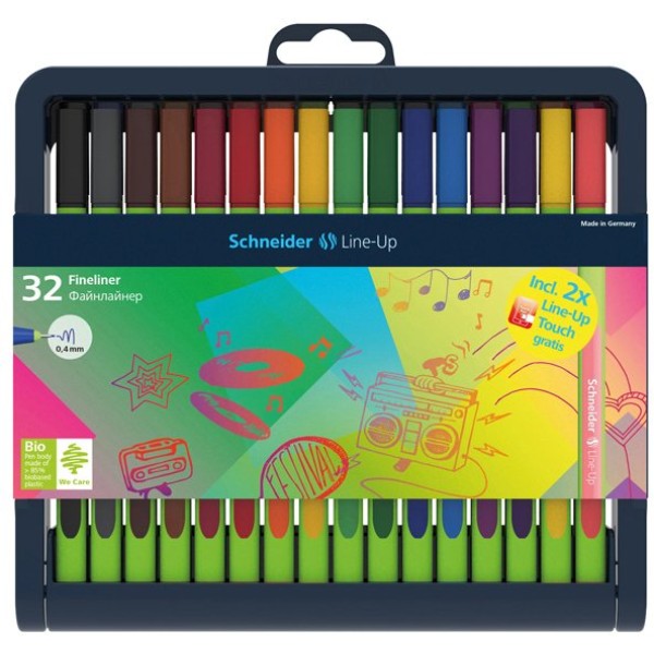 Astuccio 32 fineliner line-up 0,4mm colori ass. schneider - Z12263