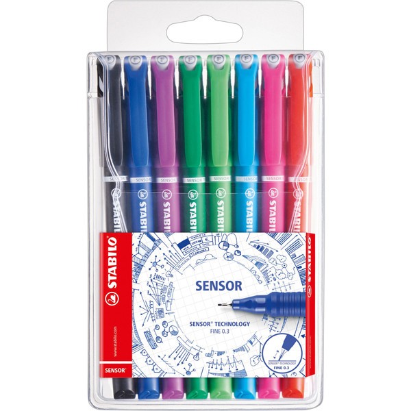 Astuccio 8 fineliner stabilo sensor punta 0.3mm colori assortiti - Z12317