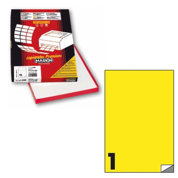 Etichetta adesiva c/503 giallo fluo 100fg A4 210x297mm (1et/fg) markin - Z12359