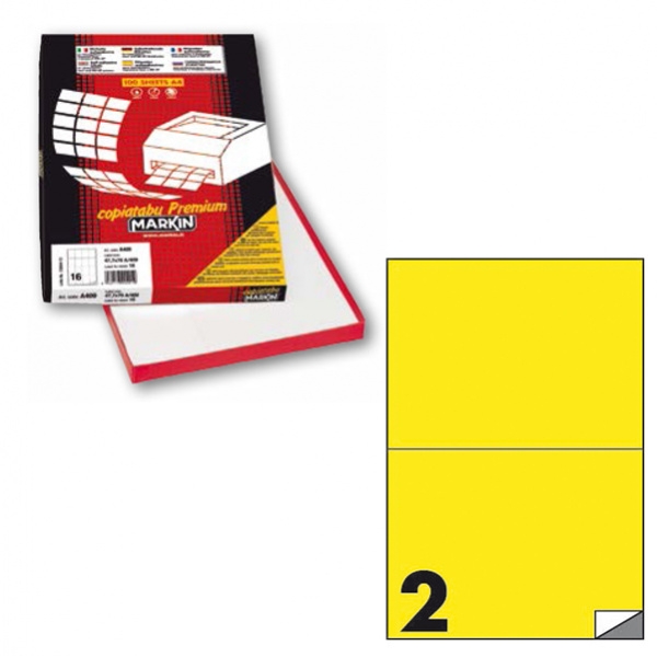 Etichetta adesiva c/509 giallo fluo 100fg A4 210x148mm (2et/fg) markin - Z12363