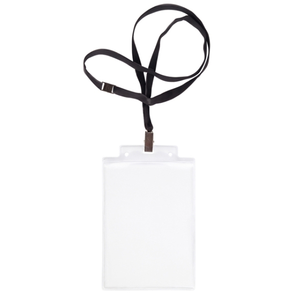 10 portanome pass 6s-p 10x15cm (a6) neutro con cordoncino nero - Z12434