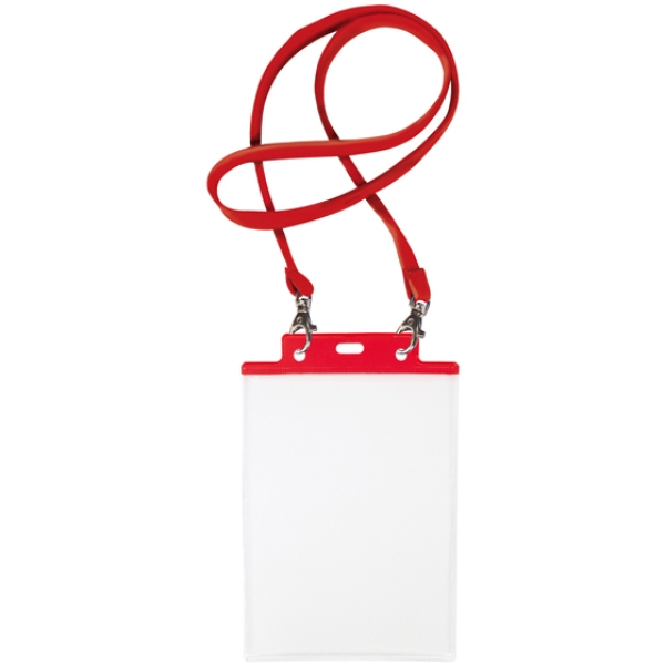 10 portanome pass 7st-m 15x21cm (A5) rosso con cordoncino rosso - Z12438