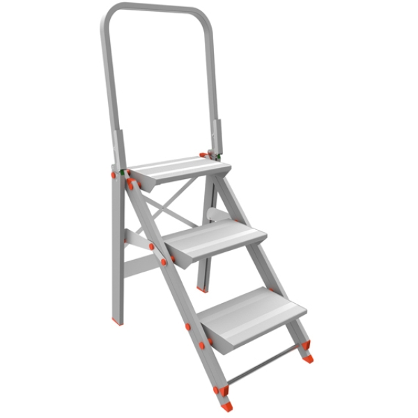 Scala sgabello alluminio 3 gradini con parapetto class piu' - Z12681