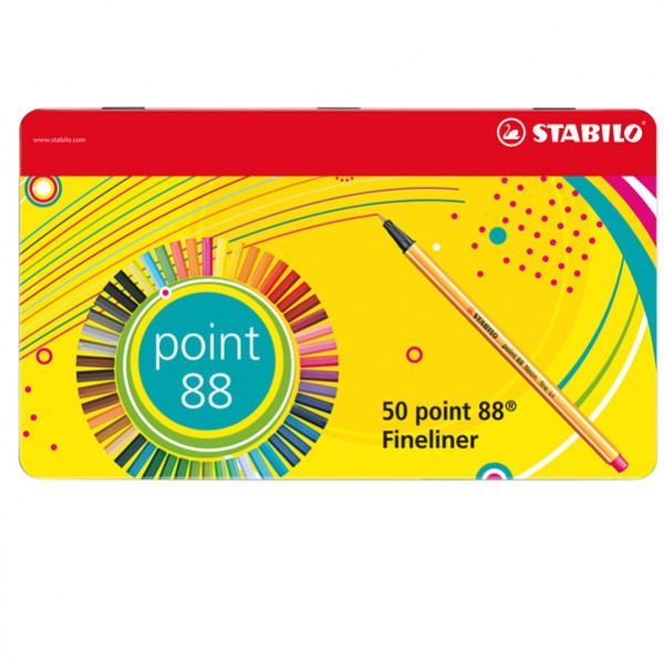 8850-6 scatola metallo 50 pz. stabilo point 88 colori assortiti - Z12708