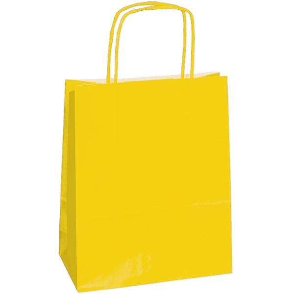 25 shoppers carta kraft 14x9x20cm twisted giallo - Z13086