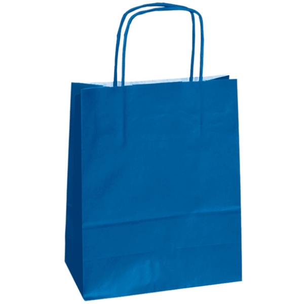 25 shoppers carta kraft 14x9x20cm twisted blu - Z13089