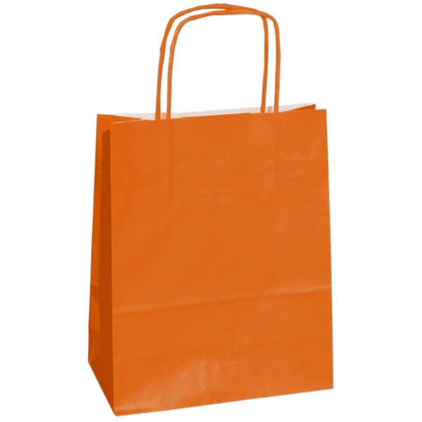 25 SHOPPERS CARTA KRAFT 14X9X20CM TWISTED ARANCIO - Z13091