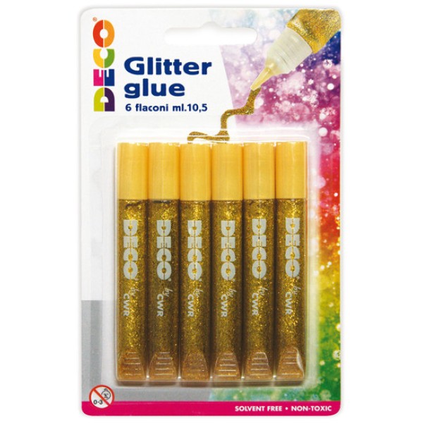 BLISTER COLLA GLITTER 6 PENNE 10,5ML ORO CWR - Z13208