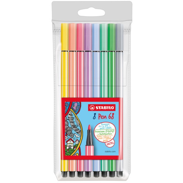 ASTUCCIO 8 PENNARELLI STABILO PEN 68 COLORI PASTELLI - Z13303