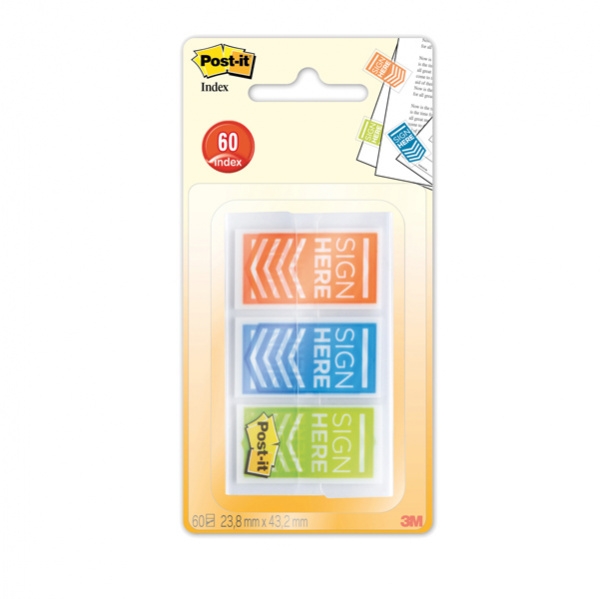 SET 60 SEGNAPAGINA POST-IT INDEX 682-SH-OBLEU MEDIUM "FIRMA QUI" - Z13304