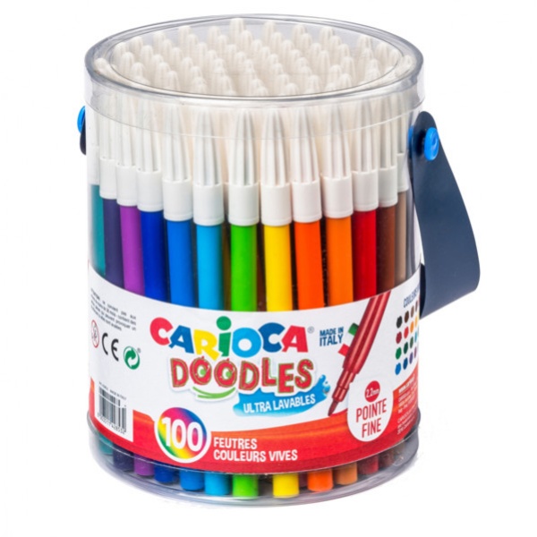 Barattolo 100 pennarelli fine Doodle colori assortiti Carioca - Z13317