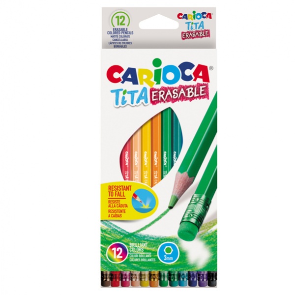 ASTUCCIO 12 MATITE TITA CANCELLABILE COLORI ASSORTITI CARIOCA - Z13322
