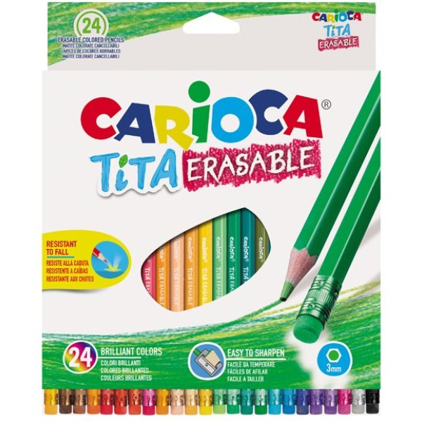 ASTUCCIO 24 MATITE TITA CANCELLABILE COLORI ASSORTITI CARIOCA - Z13323