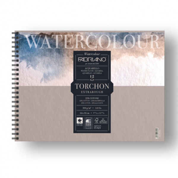 BLOCCO SPIRALATO 24X32CM 12FG 300GR WATERCOLOUR TORCHON FABRIANO - Z13368