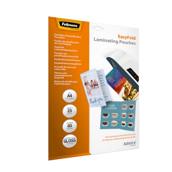 SCATOLA 25 POUCHES CORDONATE ADMIRE EASYFOLD F.TO A4 FELLOWES - Z13533