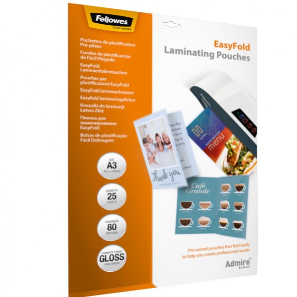 SCATOLA 25 POUCHES CORDONATE ADMIRE EASYFOLD F.TO A3 FELLOWES - Z13534