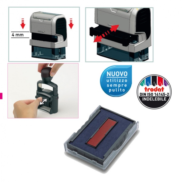 BLISTER DA 3 TAMPONI 6/4750-2 ROSSO-BLU TRODAT - Z13823