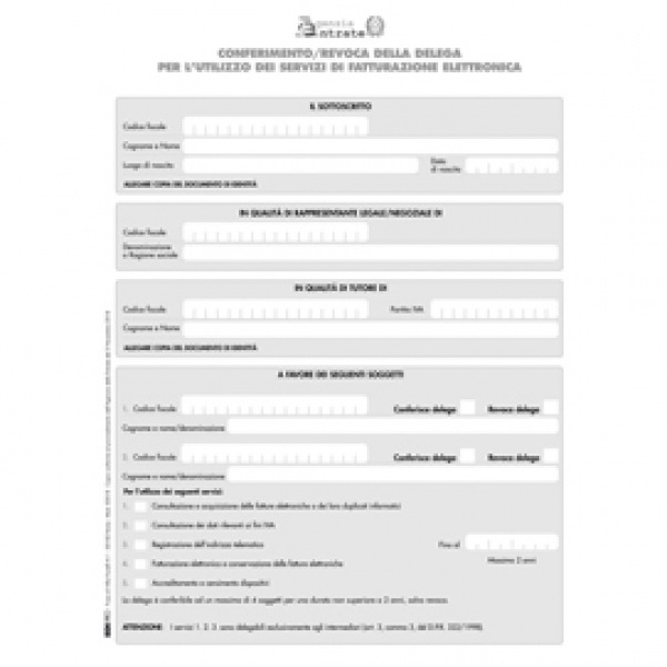 Modulo per conferimento/revoca deleghe fatt.elet. 29,7x21cm E0018 Edipro - Z13979