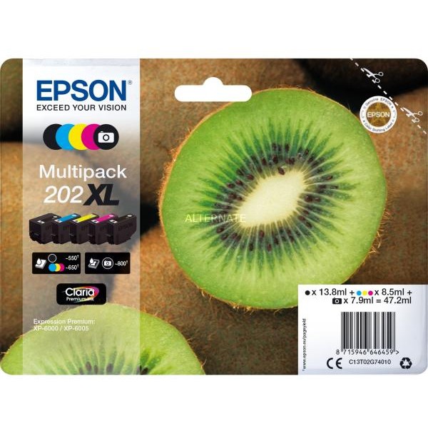 Cartuccia Epson 202XL (C13T02G74010) n-c-m-g -nero foto - Z14178