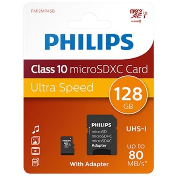 PHILIPS MICRO SDXC CARD 128GB CLASS 10 INCL. ADAPTER - Z14514