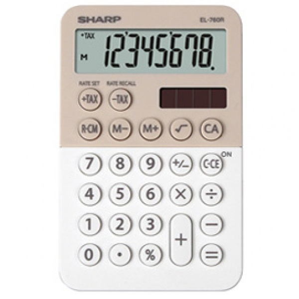 Calcolatrice tascabile EL 760R, 8 cifre, 2 colori design, beige - bianco - Z14628