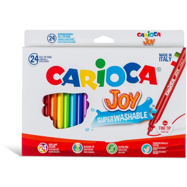 Scatola 24 pennarelli joy lavabili colori assortiti carioca - Z15196