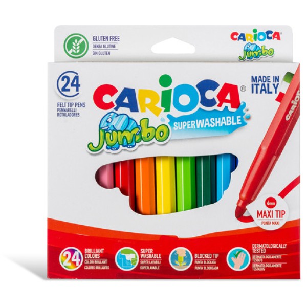 Scatola 24 pennarelli jumbo lavabili colori assortiti carioca - Z15198
