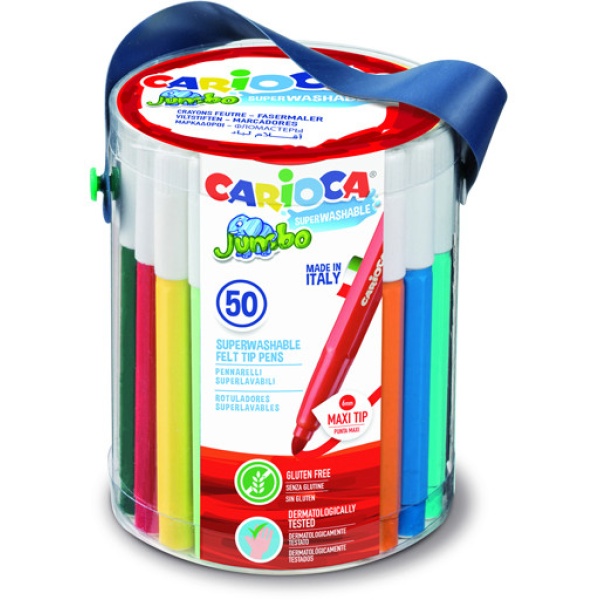 Barattolo 50 pennarelli jumbo lavabili colori assortiti carioca - Z15200