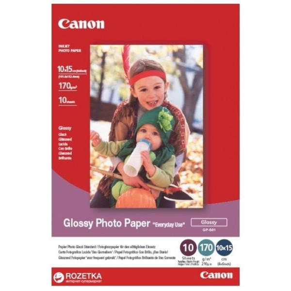 CANON CARTA FOTOGRAFICA GLOSSY WHITE GP-501 210g/m2 10x15cm 10 FOGLI - Z15582