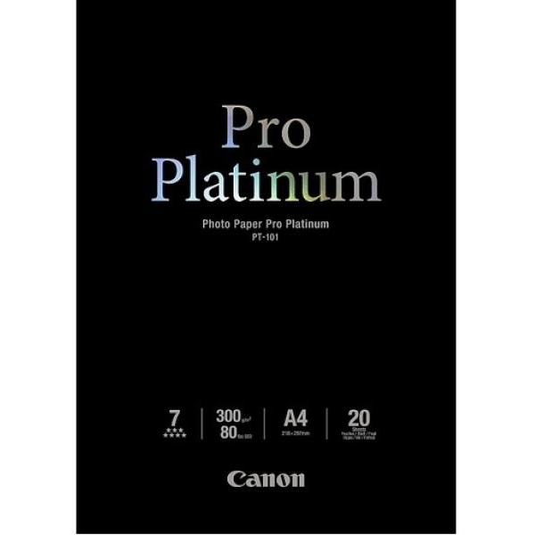 CANON CARTA FOTOGRAFICA PT-101 PRO PLATINUM 300g/m2 A4 20FOGLI - Z15593