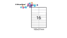 Etichetta adesiva bianca 100fg A4 105x37mm (16et/fg) starline - Z09090