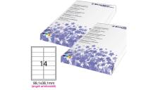 Etichetta adesiva bianca 100fg A4 99,1x38,1mm (14et/fg) angoli tondi starline - Z09101