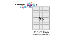 Etichetta adesiva bianca 100fg A4 38,1x21,2mm (65et/fg) angoli tondi starline - Z09102