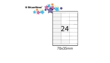 Etichetta adesiva bianca 100fg A4 70x35mm (24et/fg) starline - Z09110