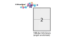Etichetta adesiva bianca 100fg A4 199,6x143,5mm (2et/fg) angoli tondi starline - Z09111