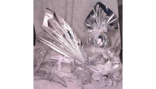 50 buste regalo in ppl metal lucido 16x21+4cm argento con patella adesiva - Z11352