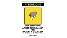 Cartello alluminio 20x30cm 'Area sottoposta a videosorveglianza' rif.GDPR - Z13976