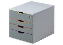 Cassettiere da scrivania Varicolor&reg; Durable - Con serratura - grigio e multicolore