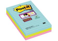 Foglietti Post-it&reg; Super Sticky Formato XXL a righe - 101x152 mm -   acqua , verde , rosa - 4690 (conf.3)