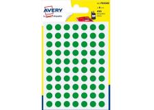 Etichette rotonde in bustina Avery - verde - diam. 8 mm - 70 - PSA08V (conf.6)
