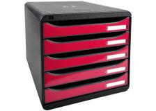 Cassettiera Iderama Exacompta -  Box Glossy nero/Cassetti lampone glossy - 34,7x27,8x27,1 cm - 3097284D