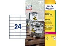 Etichette in poliestere Avery - laser - bianco - 70x37 mm - et/ff 24 - L4718-20 (conf.20)