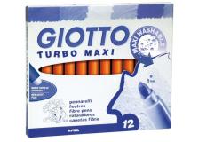 Confezione 12 Maxi Punta Larga Giotto 456005 Pennarelli Turbo 1-3 mm Arancione 