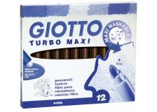 Pennarelli Turbo Giotto - Turbo Maxi punta larga - 1-3 mm - marrone - 456016 (conf.12)