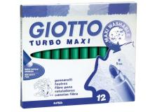 Pennarelli Turbo Giotto - Turbo Maxi punta larga - 1-3 mm - verde scuro - 456020 (conf.12)