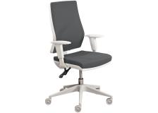 Poltrona semidirezionale Unica Back SyPoltrona semidirezionale Unica Back System struttura bianca tessuto a rete Ignifugo grigio con braccioli regolabili in tinta - U2G0C4SDGX697 - D01555stem Ignifuga struttura bianca tessuto grigio - D01555