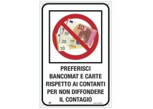 Etichetta 20x30cm "PREFERISCI BANCOMAT E CARTE" - D02437