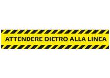 Conf. 5 adesivi da terra L45xH8cm "ATTENDERE DIETRO LA LINEA" - D02456