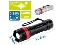 Torcia LED in plastica, con focus aggiustabile, batterie 3*AAA (non incluse) nero/rosso - 102700LWF - D02546